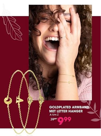 Promotions Goldplated armband met letter hanger - Huismerk - Lucardi - Valide de 07/10/2019 à 27/10/2019 chez Lucardi
