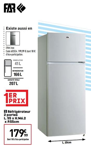 Promoties Réfrigérateur 2 portes far r209w - FAR - Geldig van 24/09/2019 tot 21/10/2019 bij Conforama