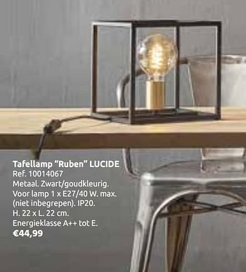 Promoties Tafellamp ruben lucide - Lucide - Geldig van 23/10/2019 tot 11/11/2019 bij Brico