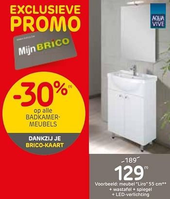 Promoties Meubel liro 55 cm + wastafel + spiegel + led-verlichting - AQUA VIVE - Geldig van 23/10/2019 tot 11/11/2019 bij Brico