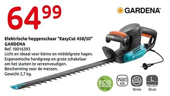 Promoties Elektrische heggenschaar easycut 450-50 gardena - Gardena - Geldig van 23/10/2019 tot 11/11/2019 bij Brico