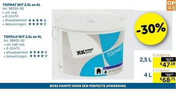 Promoties Boss paints topmat - Boss - Geldig van 22/10/2019 tot 18/11/2019 bij Zelfbouwmarkt