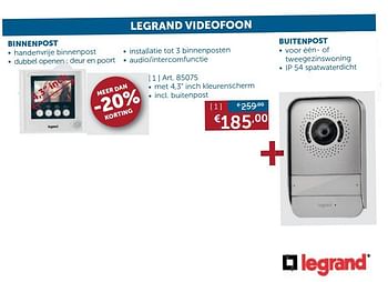 Promoties Legrand videofoon binnenpost + buitenpost - Legrand - Geldig van 22/10/2019 tot 18/11/2019 bij Zelfbouwmarkt