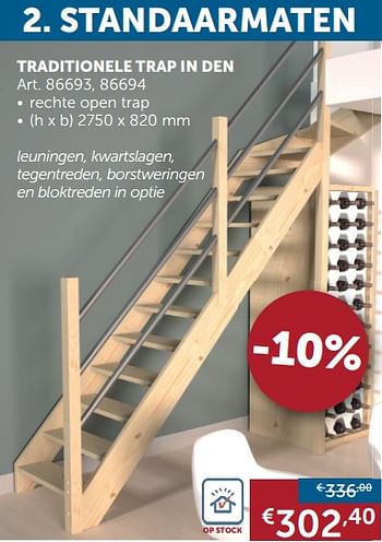 Promoties Trappen standaarmaten traditionele trap in den - Huismerk - Zelfbouwmarkt - Geldig van 22/10/2019 tot 18/11/2019 bij Zelfbouwmarkt