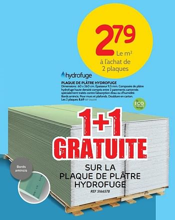 Promotions Plaque de plâtre hydrofuge sencys - Sencys - Valide de 23/10/2019 à 28/10/2019 chez BricoPlanit