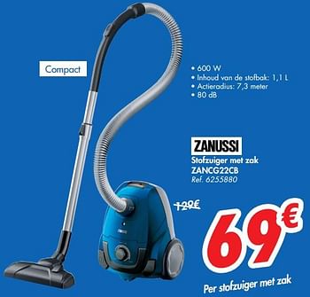 Promoties Zanussi stofzuiger met zak zancg22cb - Zanussi - Geldig van 16/10/2019 tot 21/10/2019 bij Carrefour