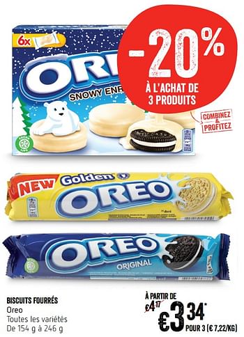 Promoties Biscuits fourrés oreo - Oreo - Geldig van 17/10/2019 tot 23/10/2019 bij Delhaize