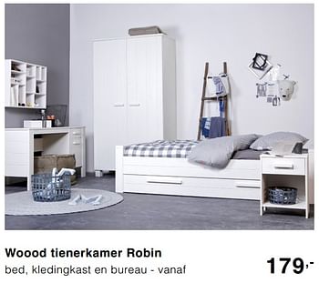 Promoties Woood tienerkamer robin bed, kledingkast en bureau - vanaf - Woood - Geldig van 20/10/2019 tot 09/11/2019 bij Baby & Tiener Megastore