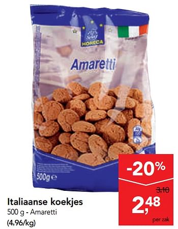 Promotions Italiaanse koekjes - Produit maison - Makro - Valide de 23/10/2019 à 05/11/2019 chez Makro