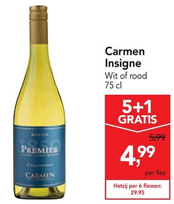 Promoties Carmen insigne wit of rood - Rode wijnen - Geldig van 23/10/2019 tot 05/11/2019 bij Makro