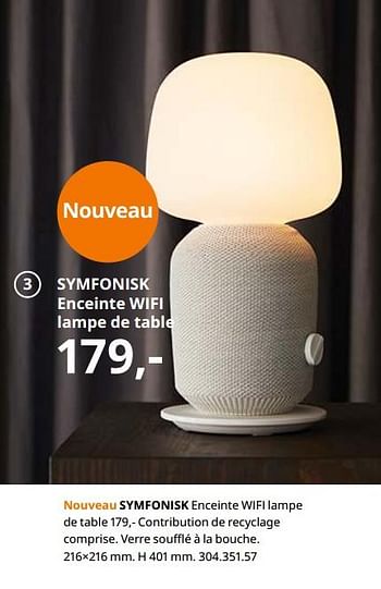 Promoties Symfonisk enceinte wifi lampe de table - Huismerk - Ikea - Geldig van 23/08/2019 tot 31/07/2020 bij Ikea