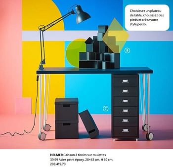 Promotions Helmer caisson à tiroirs sur roulettes - Produit maison - Ikea - Valide de 23/08/2019 à 31/07/2020 chez Ikea