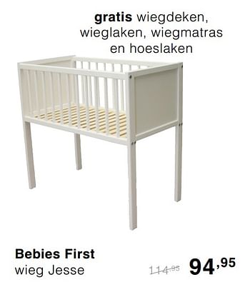 Promoties Bebies first wieg jesse - bebiesfirst - Geldig van 20/10/2019 tot 26/10/2019 bij Baby & Tiener Megastore