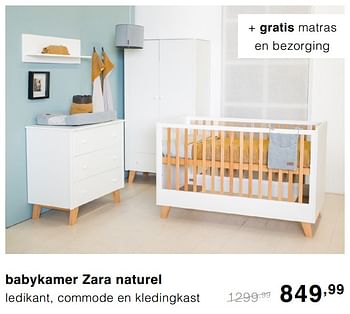 Promoties Babykamer zara naturel ledikant, commode en kledingkast - Huismerk - Baby & Tiener Megastore - Geldig van 20/10/2019 tot 26/10/2019 bij Baby & Tiener Megastore
