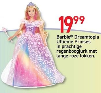Promoties Barbie dreamtopia ultieme prinses in prachtige regenboogjurk met lange roze lokken - Mattel - Geldig van 08/10/2019 tot 11/11/2019 bij Tuf Tuf