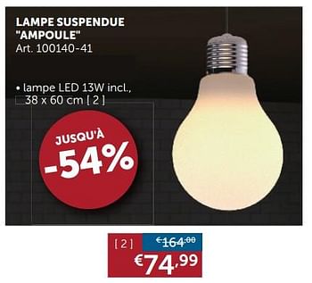 Promotions Lampe suspendue ampoule - Produit maison - Zelfbouwmarkt - Valide de 22/10/2019 à 18/11/2019 chez Zelfbouwmarkt