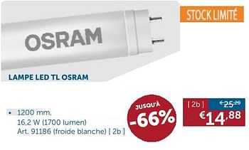 Promotions Lampe led tl osram - Osram - Valide de 22/10/2019 à 18/11/2019 chez Zelfbouwmarkt