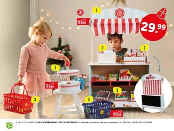 Promoties 2-in-1 houten winkeltje en poppenkast - Playtive Junior - Geldig van 16/10/2019 tot 08/12/2019 bij Lidl