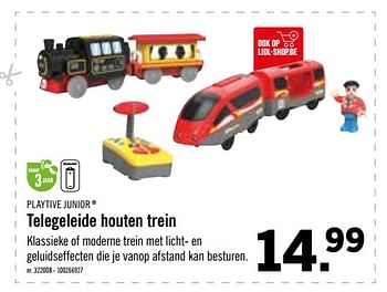 Promoties Telegeleide houten trein - Playtive Junior - Geldig van 16/10/2019 tot 08/12/2019 bij Lidl