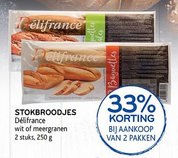 Promoties Stokbroodjes délifrance 33% korting bij aankoop van 2 pakken - Delifrance - Geldig van 23/10/2019 tot 05/11/2019 bij Alvo