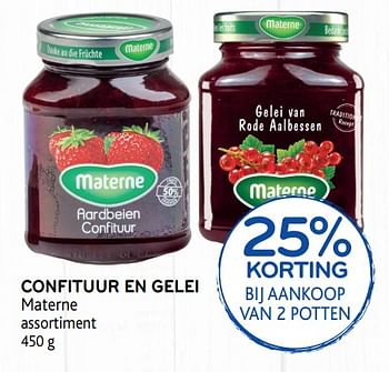Promoties Confituur en gelei materne 25% korting bij aankoop van 2 potten - Materne - Geldig van 23/10/2019 tot 05/11/2019 bij Alvo