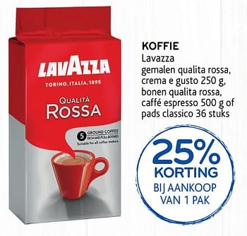 Promotions Koffie lavazza 25% korting bij aankoop van 1 pak - Lavazza - Valide de 23/10/2019 à 05/11/2019 chez Alvo