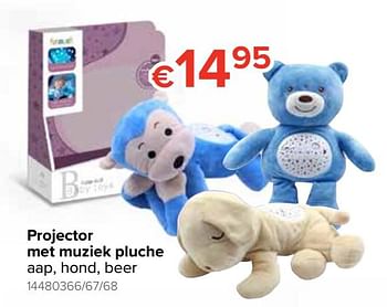 Promoties Projector met muziek pluche aap, hond, beer - Huismerk - Euroshop - Geldig van 21/10/2019 tot 06/12/2019 bij Euro Shop
