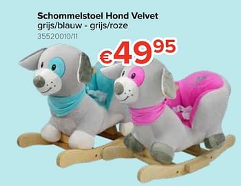 Promoties Schommelstoel hond velvet grijs-blauw - grijs-roze - Huismerk - Euroshop - Geldig van 21/10/2019 tot 06/12/2019 bij Euro Shop