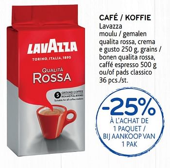 Promotions Café lavazza moulu -25% à l`achat de 1 paquet - Lavazza - Valide de 23/10/2019 à 05/11/2019 chez Alvo