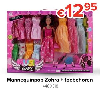 Promoties Mannequinpop zohra + toebehoren - Huismerk - Euroshop - Geldig van 21/10/2019 tot 06/12/2019 bij Euro Shop