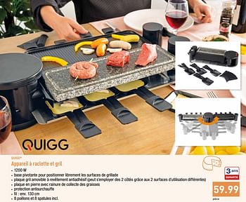 Promotions Quigg appareil à raclette et gril - QUIGG - Valide de 21/10/2019 à 26/10/2019 chez Aldi