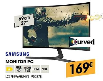 Promoties Samsung monitor pc lc27f396fhuxen - Samsung - Geldig van 24/10/2019 tot 17/11/2019 bij Electro Depot