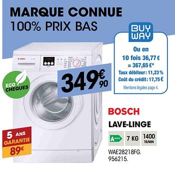 Promotions Bosch lave-linge wae28218fg. - Bosch - Valide de 24/10/2019 à 17/11/2019 chez Electro Depot