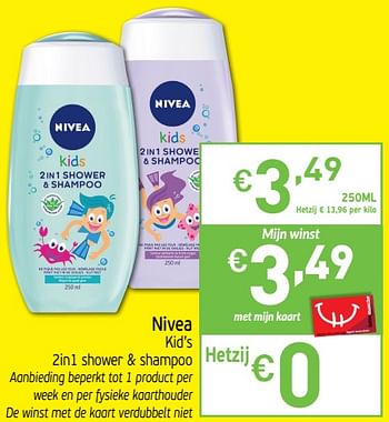 Promoties Nivea kid`s 2in1 shower & shampoo - Nivea - Geldig van 22/10/2019 tot 27/10/2019 bij Intermarche