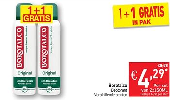 Promoties Borotalco deodorant - Borotalco - Geldig van 22/10/2019 tot 27/10/2019 bij Intermarche