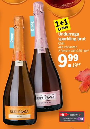 Promoties Undurraga sparkling brut - Schuimwijnen - Geldig van 21/10/2019 tot 27/10/2019 bij Albert Heijn