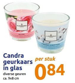Promotions Candra geurkaars in glas - Candra - Valide de 23/10/2019 à 29/10/2019 chez Action