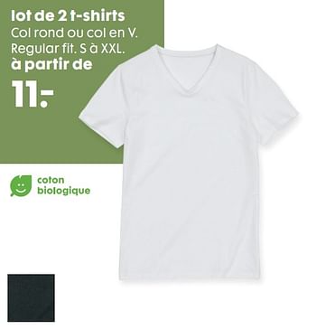 Promotions Lot de 2 t-shirts - Produit maison - Hema - Valide de 16/10/2019 à 05/11/2019 chez Hema