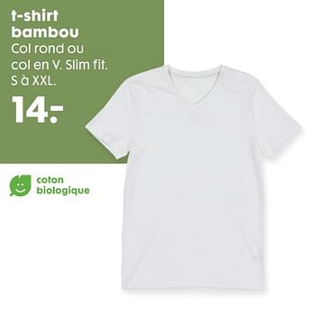 Promotions T-shirt bambou - Produit maison - Hema - Valide de 16/10/2019 à 05/11/2019 chez Hema