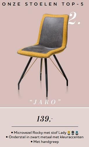 Promotions Onze stoelen top-5 jaro - Produit Maison - Xooon - Valide de 16/10/2019 à 24/11/2019 chez Xooon