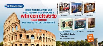 Promoties Puzzel high quality collection - Clementoni - Geldig van 09/10/2019 tot 01/12/2019 bij Fun
