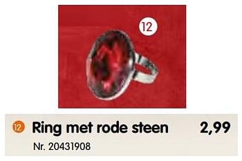 Promoties Ring met rode steen - Huismerk - Fun - Geldig van 09/10/2019 tot 01/12/2019 bij Fun