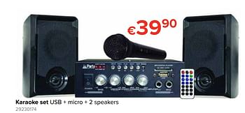 Promoties Karaoke set usb + micro + 2 speakers - Huismerk - Euroshop - Geldig van 21/10/2019 tot 06/12/2019 bij Euro Shop