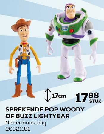 Promoties Sprekende pop woody of buzz lightyear - Toy Story - Geldig van 17/10/2019 tot 12/12/2019 bij Supra Bazar