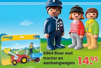 Promoties 6964 boer met tractor en aanhangwagen - Playmobil - Geldig van 28/10/2019 tot 06/12/2019 bij Europoint
