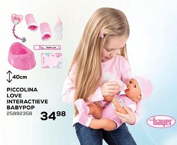 Promotions Piccolina love interactieve babypop - Bayer - Valide de 17/10/2019 à 12/12/2019 chez Supra Bazar