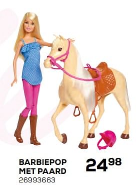 Promoties Barbiepop met paard - Mattel - Geldig van 17/10/2019 tot 12/12/2019 bij Supra Bazar