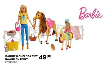 Promoties Barbie + chelsea met paard en pony - Mattel - Geldig van 17/10/2019 tot 12/12/2019 bij Supra Bazar