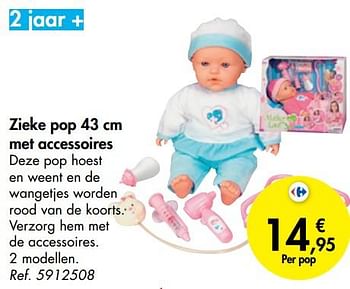 Promoties Zieke pop 43 cm met accessoires - Aunantine - Geldig van 23/10/2019 tot 06/12/2019 bij Carrefour