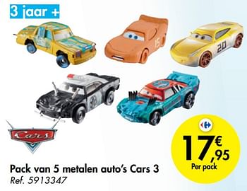 Promoties Pack van 5 metalen auto`s cars 3 - Cars - Geldig van 23/10/2019 tot 06/12/2019 bij Carrefour